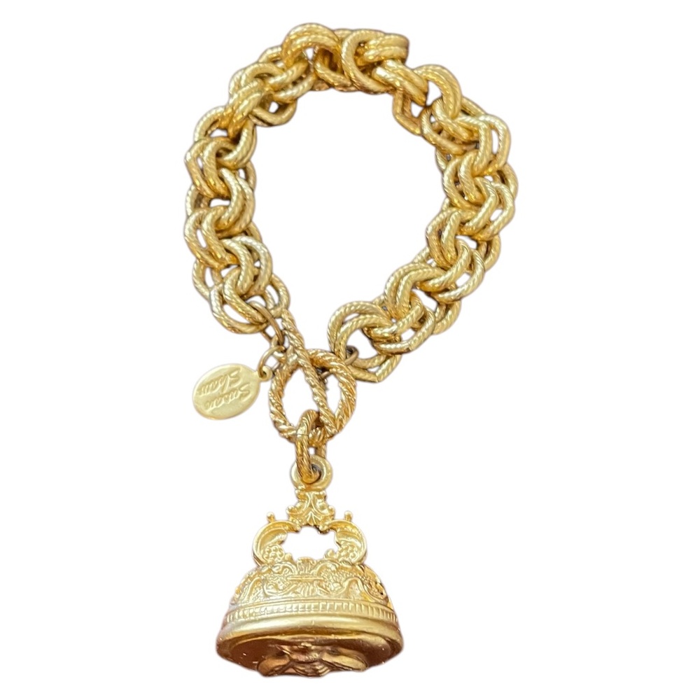 Vintage Triple-Plated‎ Gold Hand-Cast Bee Charm Bracelet
